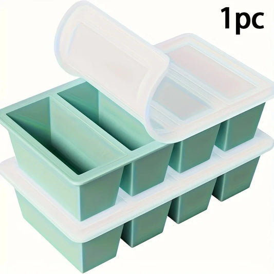Silicone Freezer Tray with Lid – Stackable Food Storage Container for Soup, Broth & Sauce Meal Prep