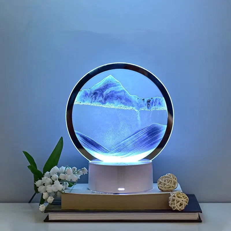3D Quicksand Table Lamp – Hourglass Sand Art Mood Light