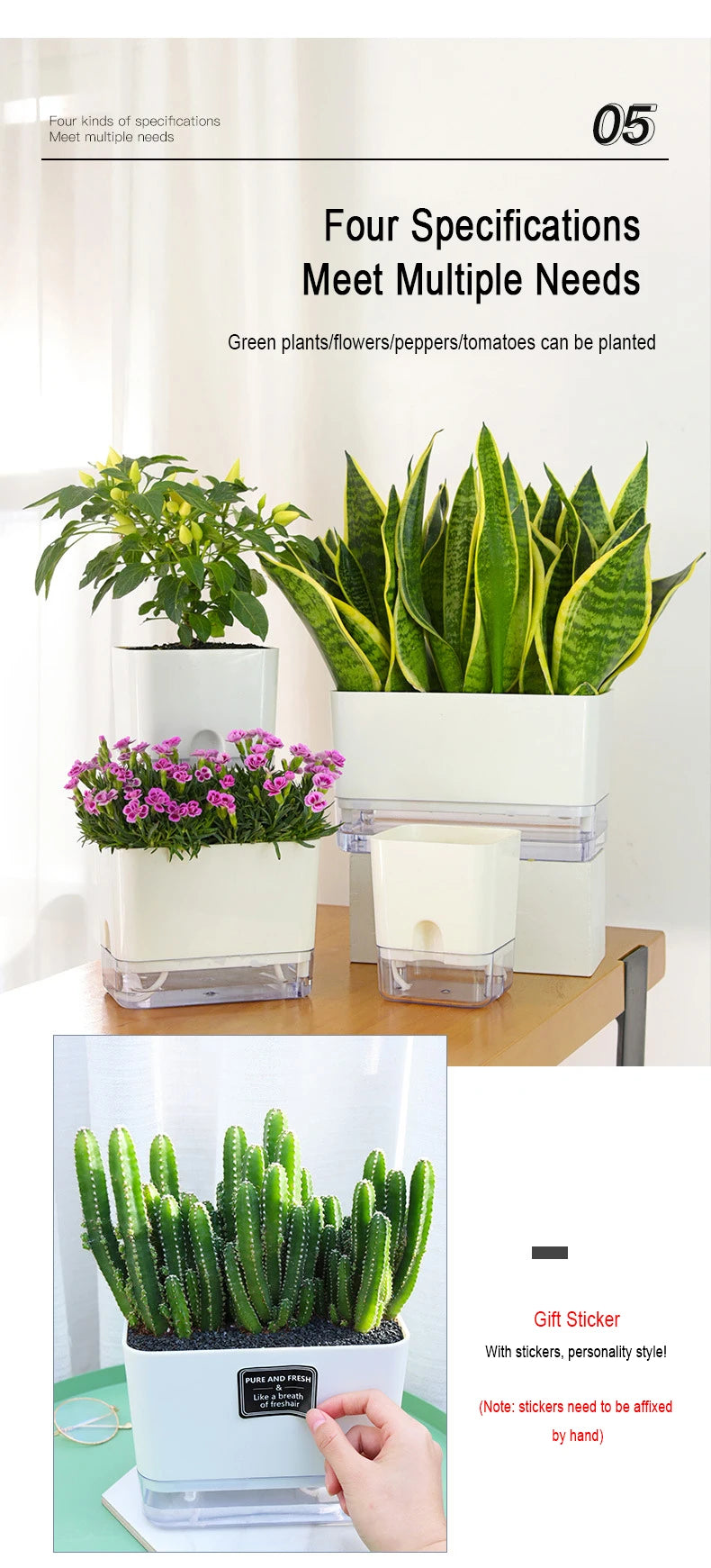 Self Watering Pot Double-deck Magnetic Plastic Self-absorbent Cotton Lazy Flower Pot Fashion Flowerpot Home Garden Pots Supplies
