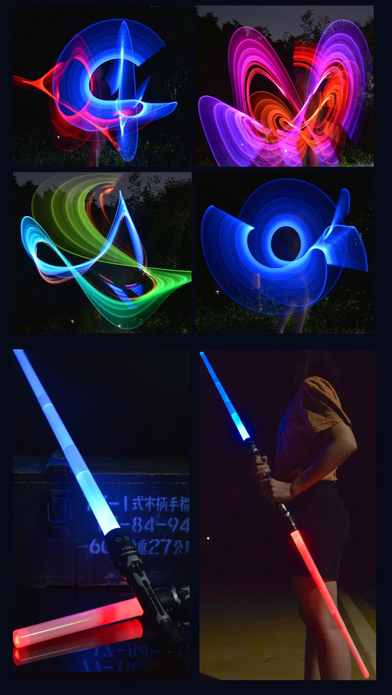 Colorful Glowing Laser Sword Toy - Telescopic Red & Blue Double Lightsaber