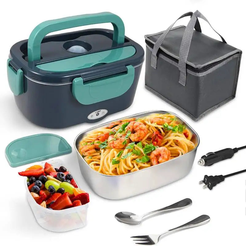 80W Portable Electric Heated Lunch Box | Leakproof Stainless Steel Food Warmer