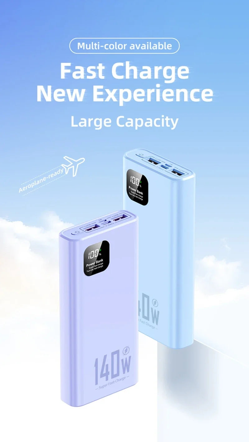 140W Super Fast Charging Power Bank – High Capacity Portable Battery for iPhone, Samsung & More