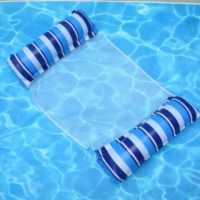 Inflatable Stripe Pool Hammock Lounge Chair | Floating Water Mattress