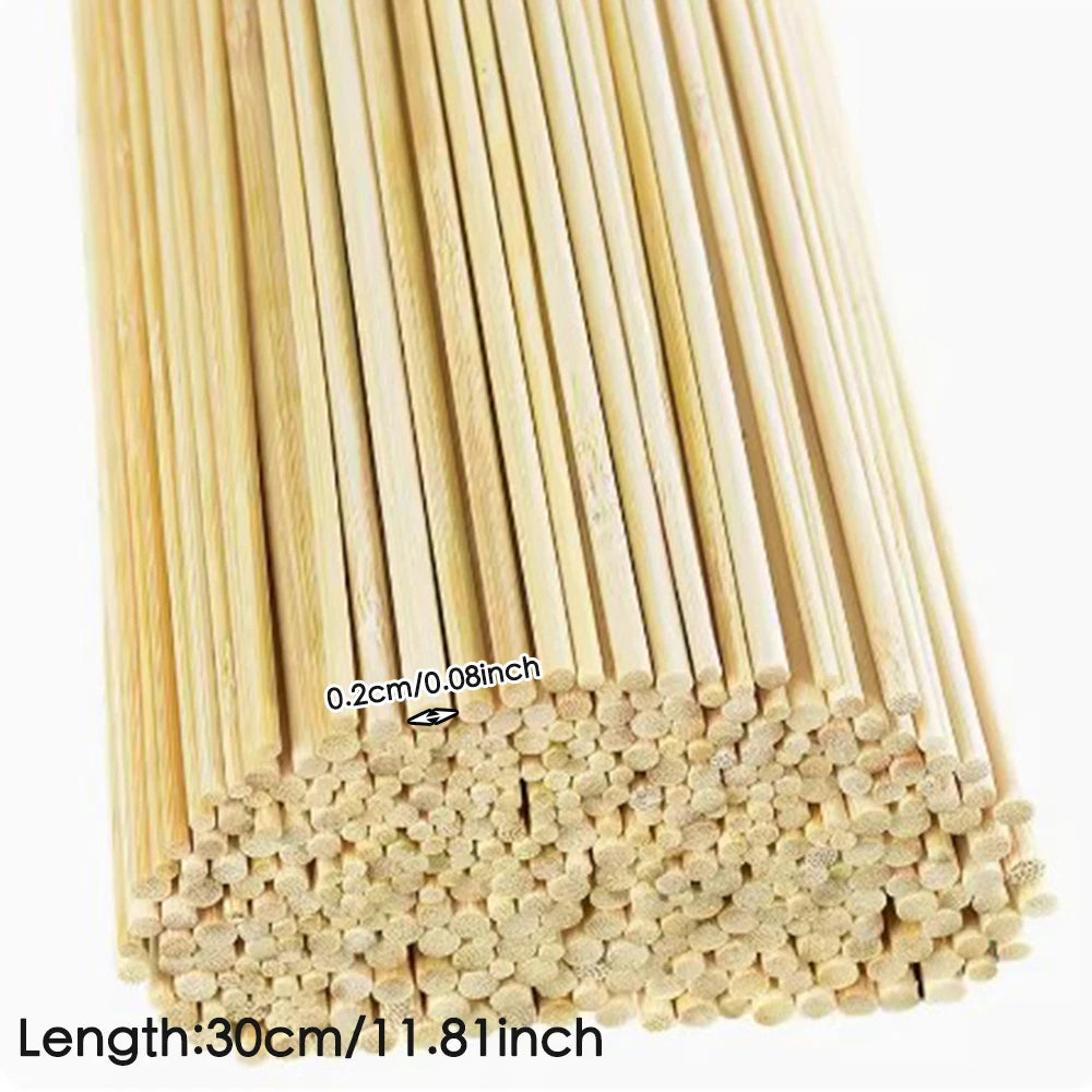 100Pc Natural Bamboo Craft Sticks – 30cm x 2mm Thin Wood Dowels for DIY Models & Hobby Projects