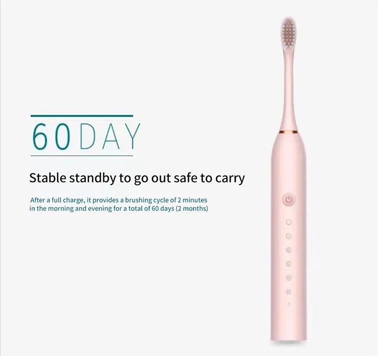 Electric Ultrasonic Toothbrush – 6 Speed USB Rechargeable Waterproof Tooth Cleaner (Couple Set)