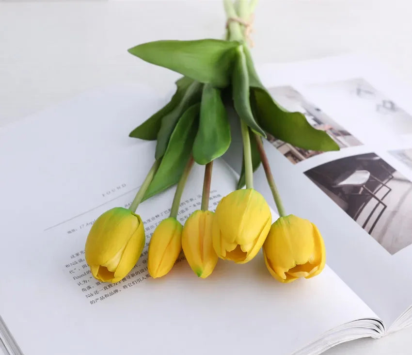 Real Touch Artificial Tulips Fake Flower Bouquet Home Wedding Table Decoration