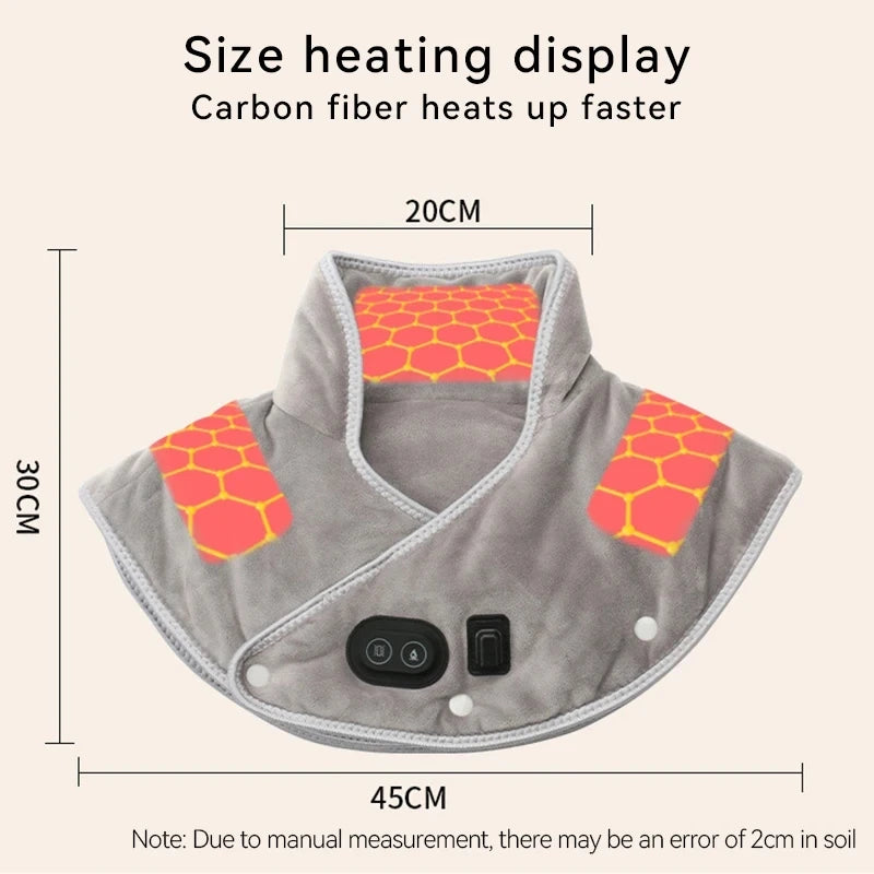 Electric Heating Pad Neck Shoulder Wrap Vibration Massager Thermal Brace Shawl