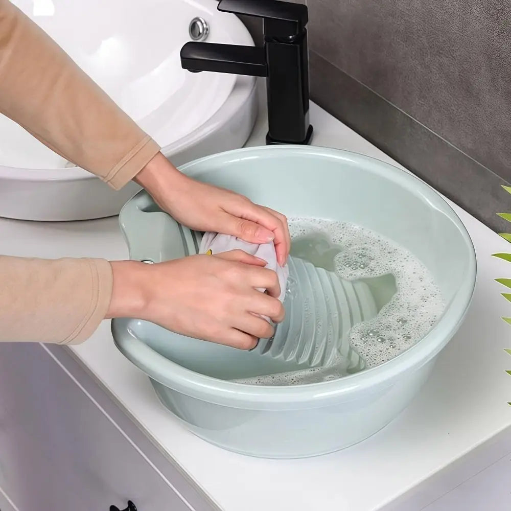 2IN1 Washboard Basin Plastic Non-Slip Underwear Cleaning Basin Convenient Lightweight Laundry Tub For Hand Washing Clothes