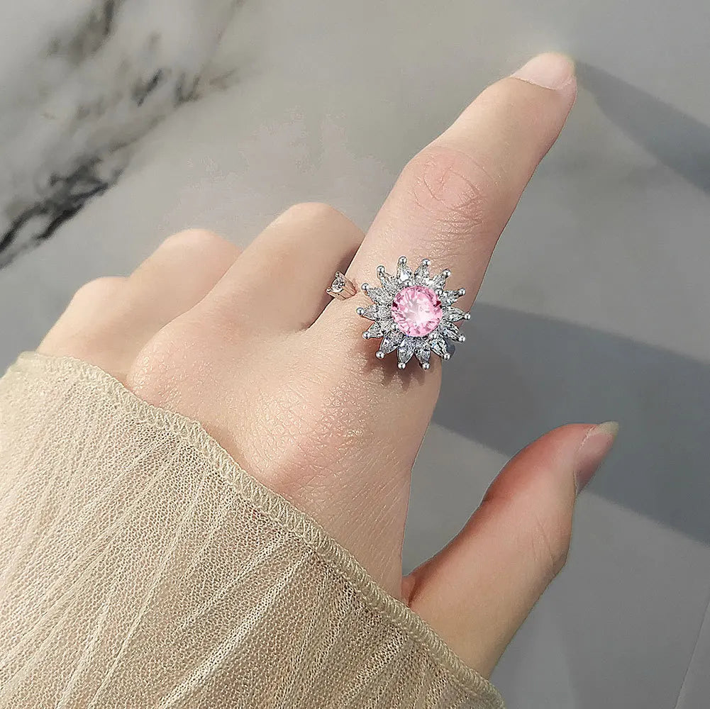 925 Sterling Silver Rotatable Sunflower Ring