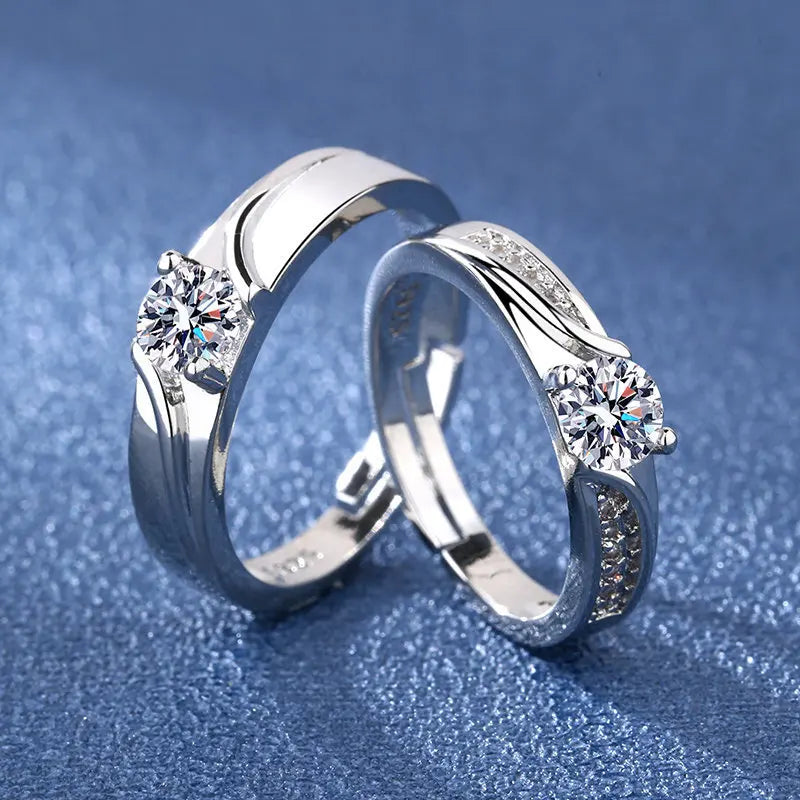 2Pcs 925 Sterling Silver Couples Ring Sets Light Polishing Simple Ring for Woman Man Classic Wedding Fine Jewelry Circle