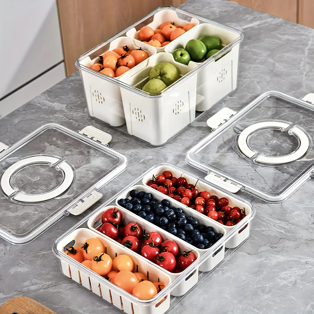 4Grid /8 Grid Snack Box Container, Portable Travel Charcuterie Board with Lid, Refrigerator Food Storage Box, Snack Organizer