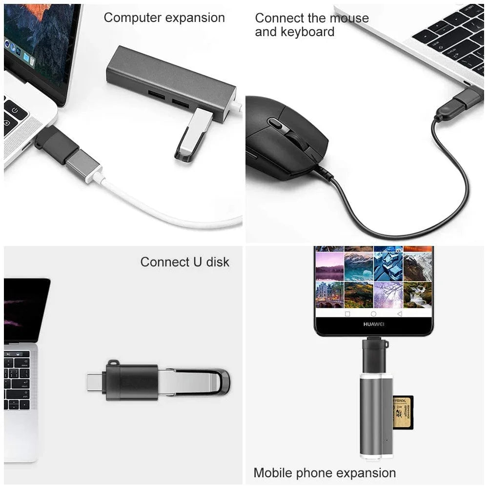 2Pcs USB 3.0 Male to USB-C Female OTG Adapter Converter for MacBook iPad PC