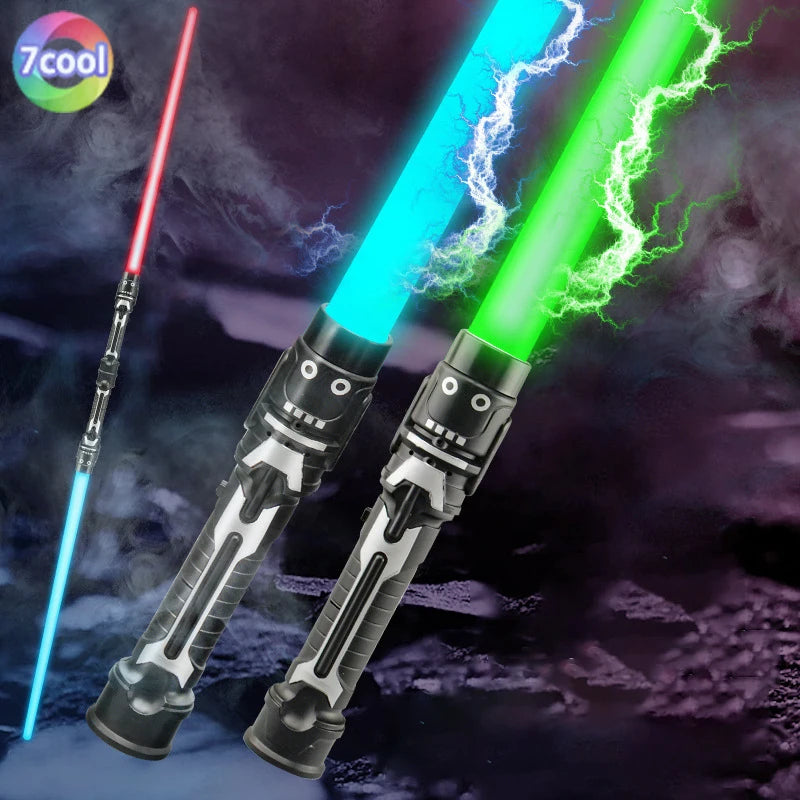 Colorful Glowing Laser Sword Toy - Telescopic Red & Blue Double Lightsaber
