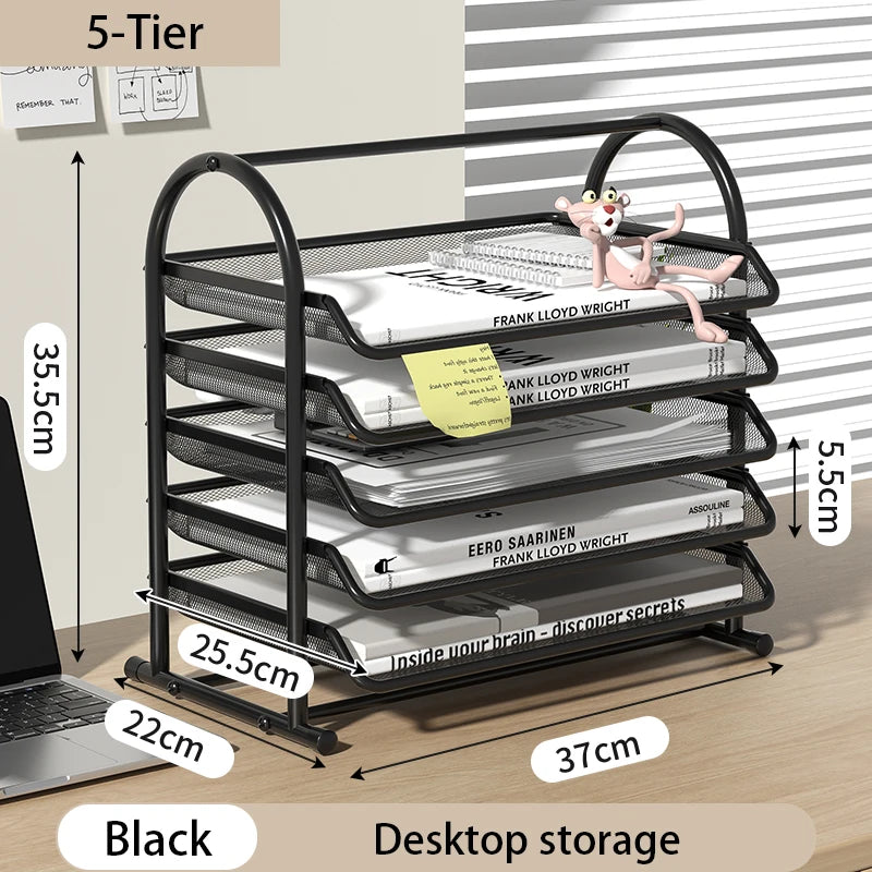 Mesh Paper Organizer Office Desk File Storage Trays Desktop Accessories Holder