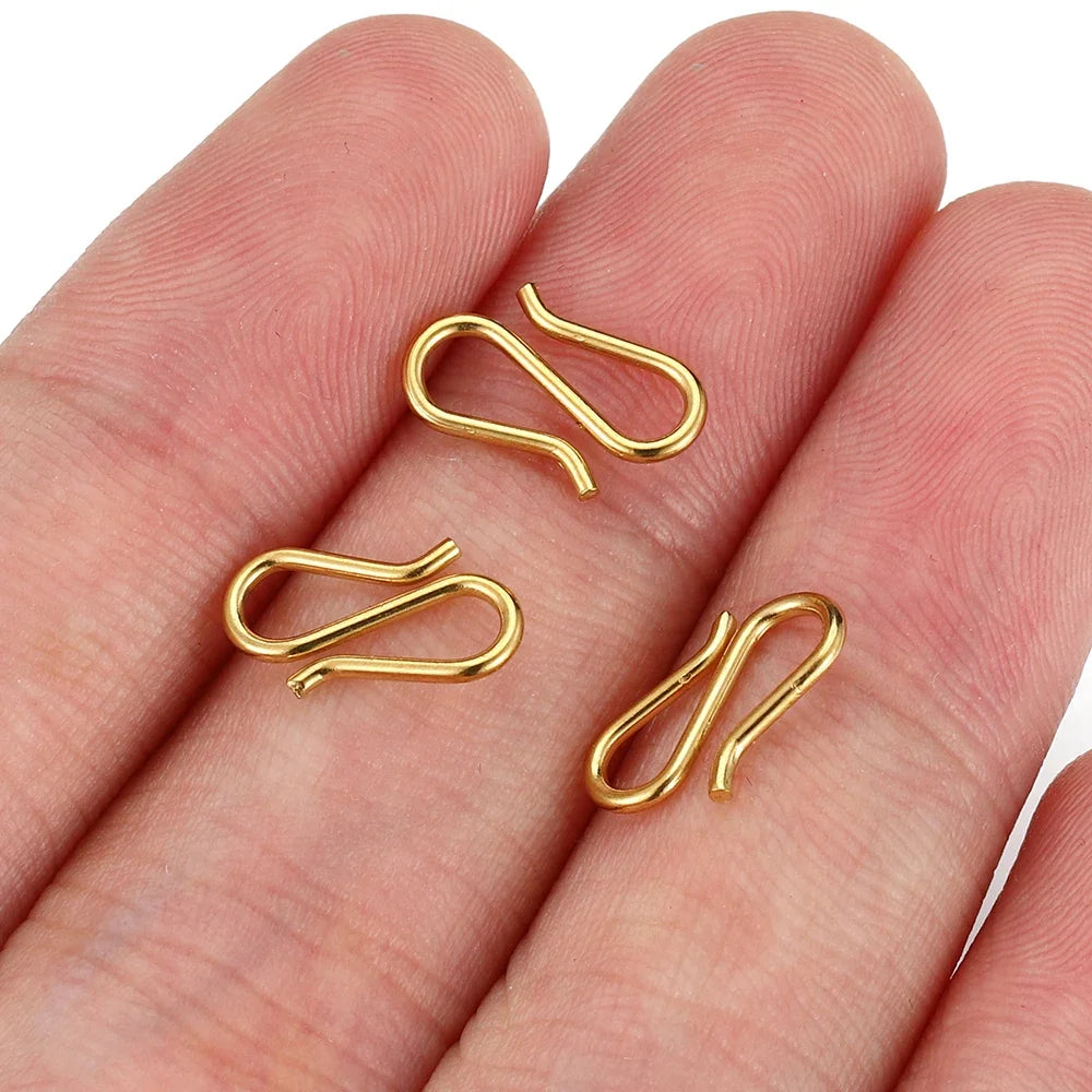 20Pcs Stainless Steel Gold S Hook Clasps DIY Necklace Bracelet Connectors