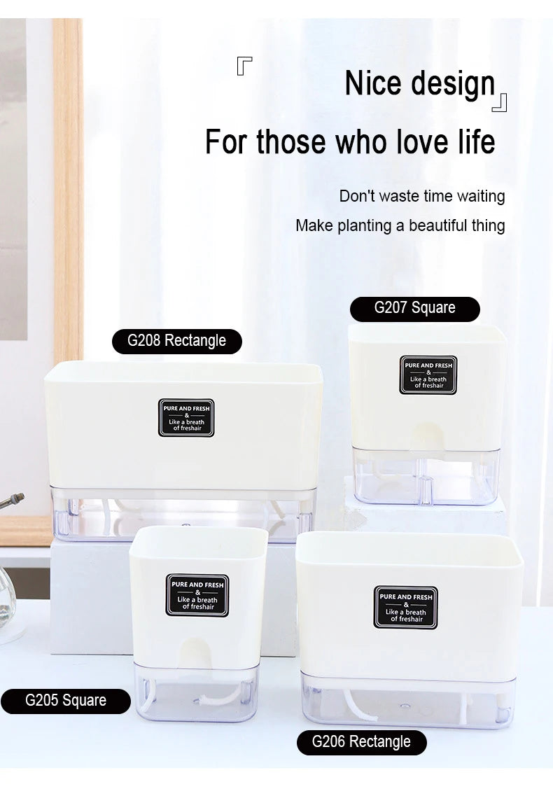 Self Watering Pot Double-deck Magnetic Plastic Self-absorbent Cotton Lazy Flower Pot Fashion Flowerpot Home Garden Pots Supplies