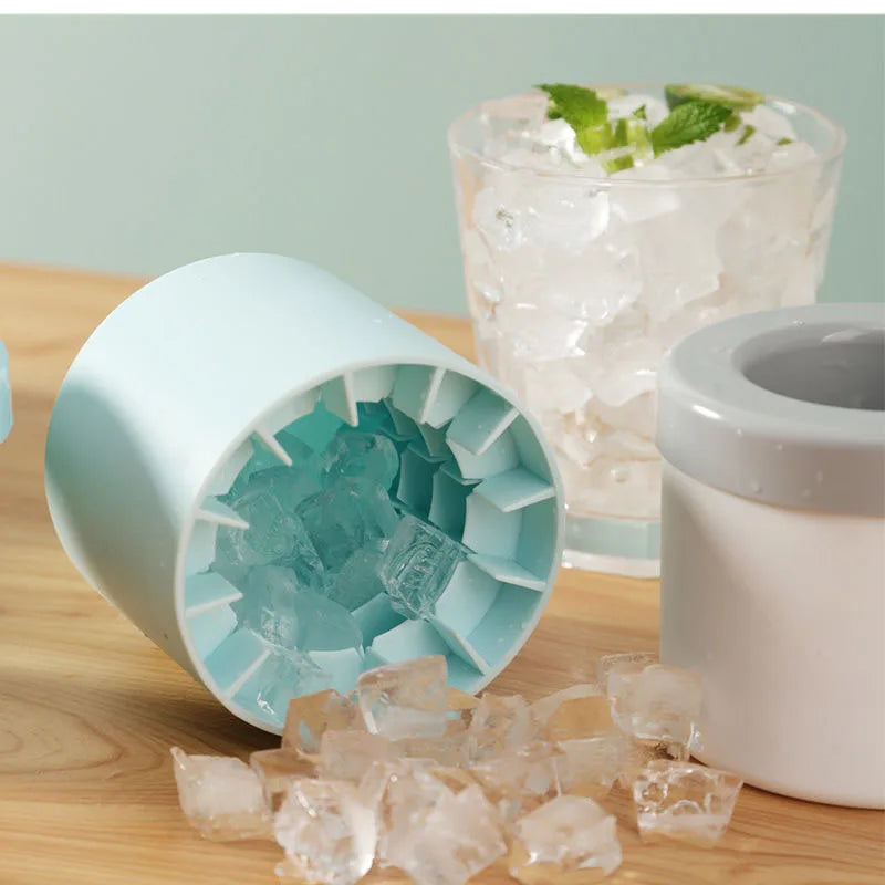 Silicone Round Ice Cube Mold Bucket Refrigerator Freeze Storage Maker Cups