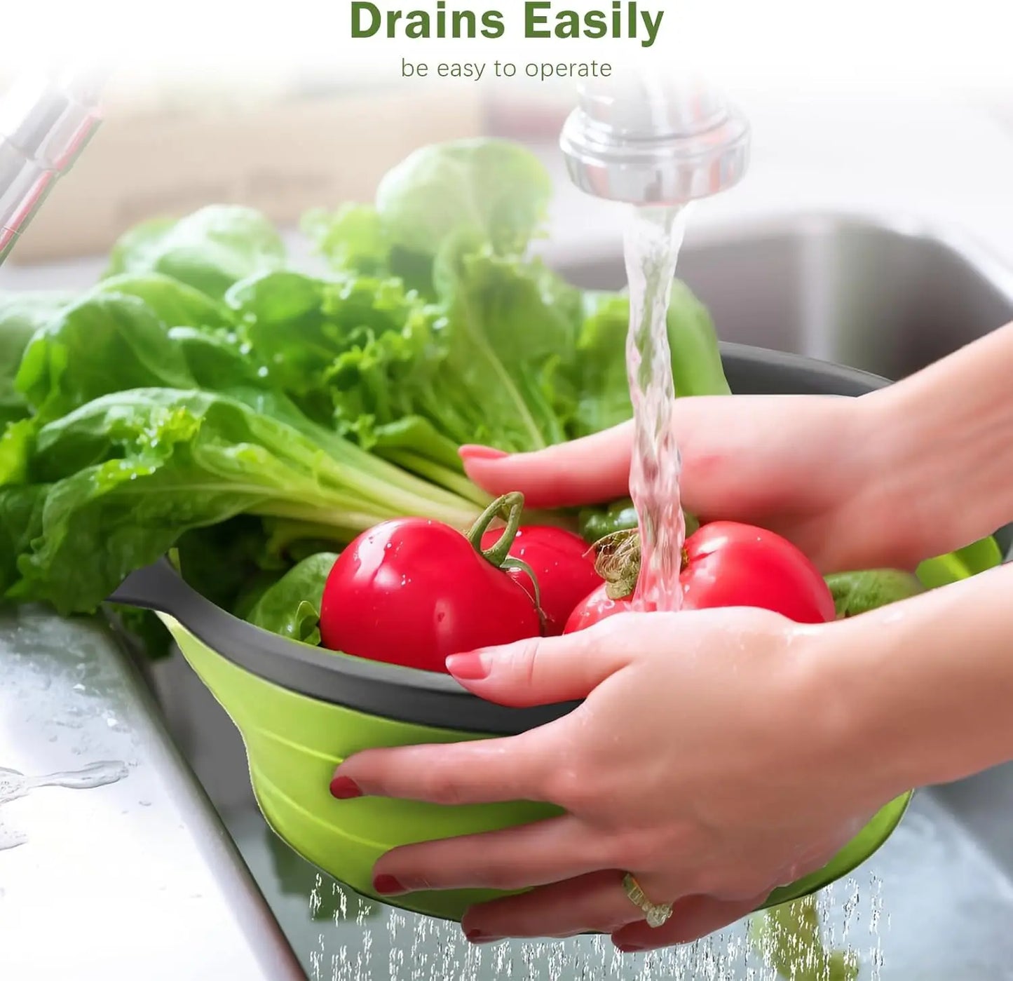 Collapsible Silicone Colander Strainer – Foldable Multi-Purpose Kitchen Basket for Pasta, Fruits & Vegetables