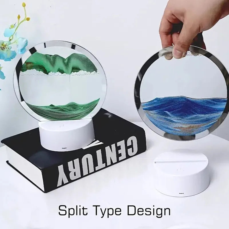 3D Quicksand Table Lamp – Hourglass Sand Art Mood Light