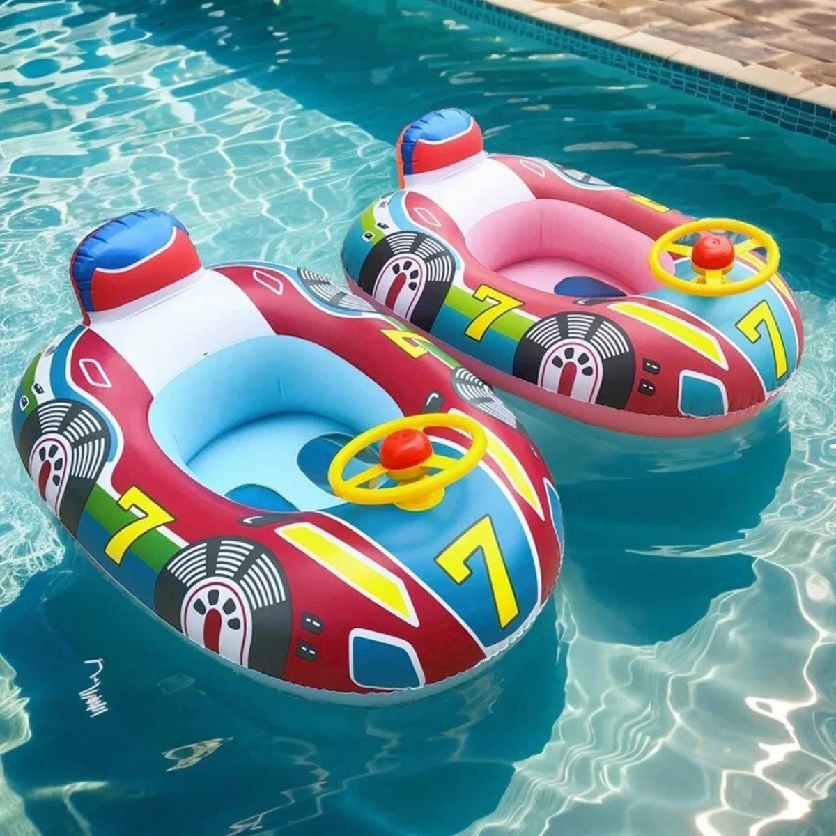 Car Inflatable Baby Pool Float Ring | Toddler Swim Tube Boat with Handles