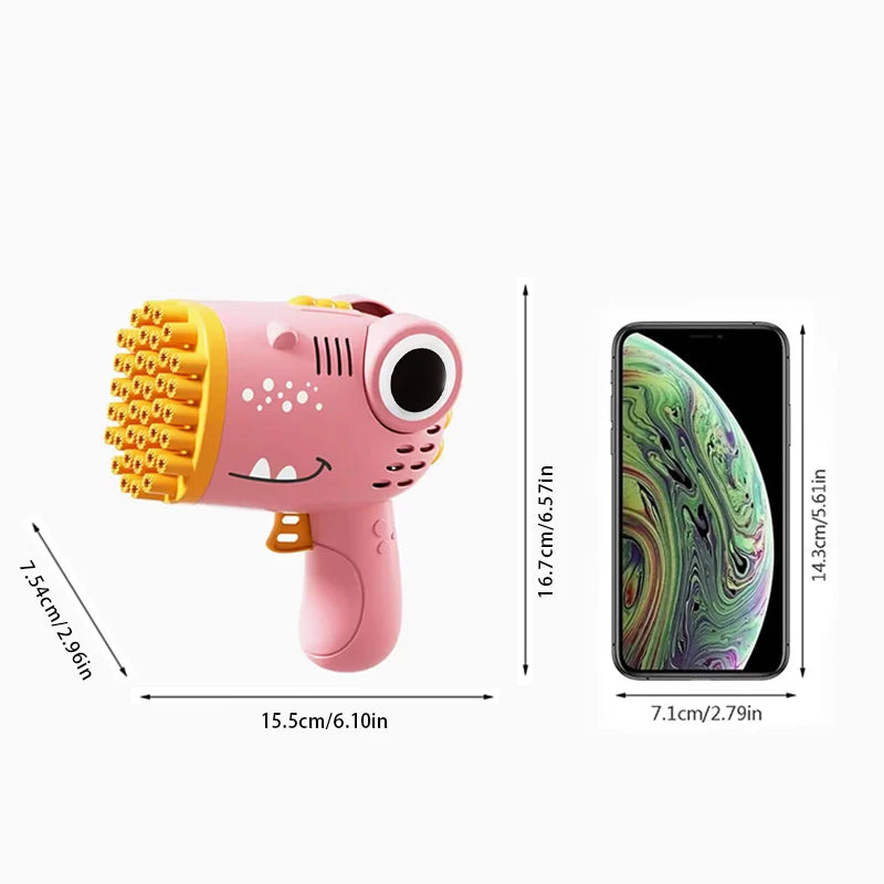 40-Hole Dinosaur Electric Bubble Gun - Handheld Machine for Kids & Parties