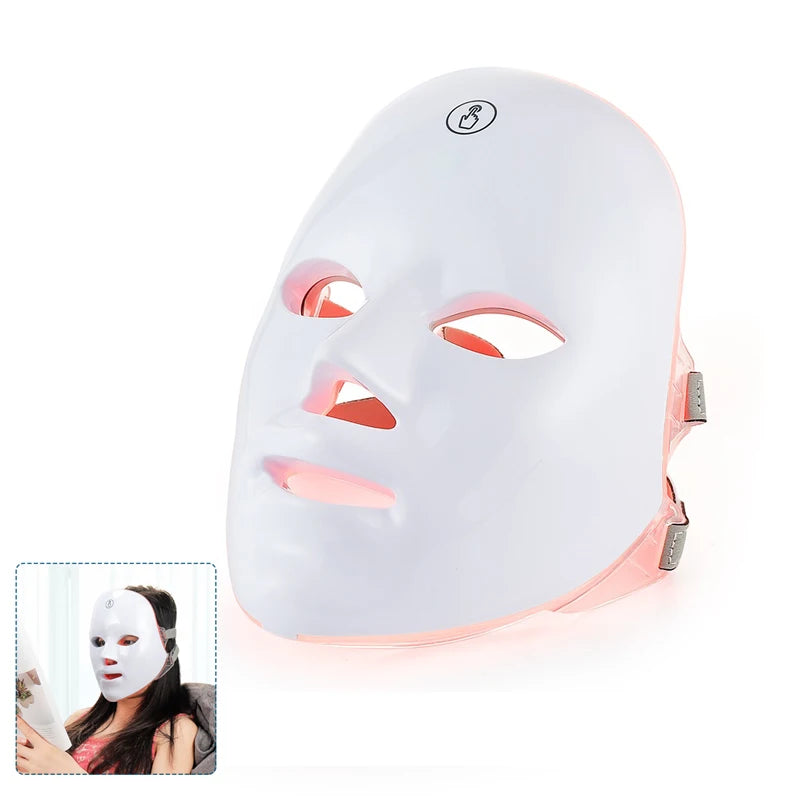 Wireless 7 Colors LED Face and Neck Mask Photon Light Therapy Machine for Skin Rejuvenation