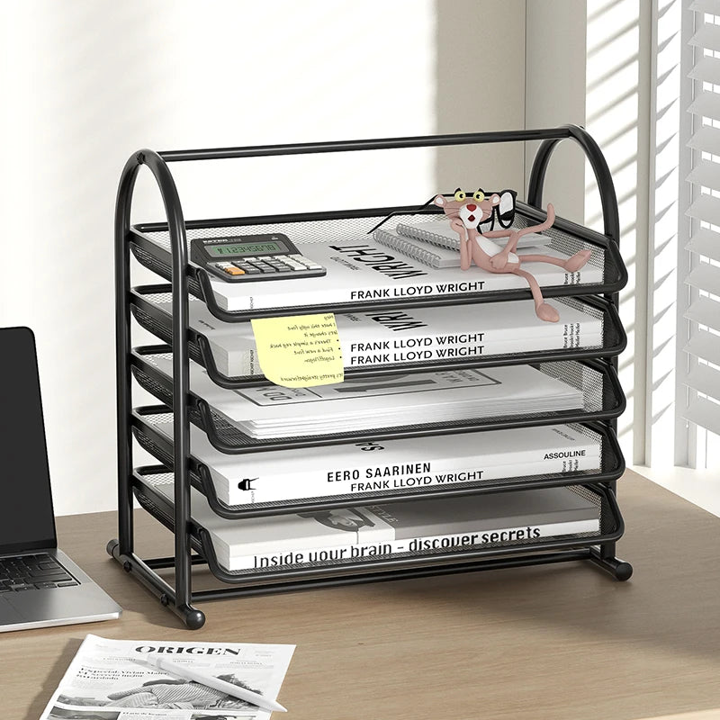 Mesh Paper Organizer Office Desk File Storage Trays Desktop Accessories Holder
