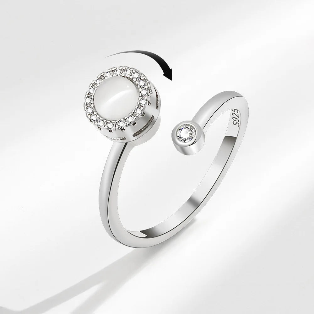 925 Sterling Silver Rotatable Sunflower Ring