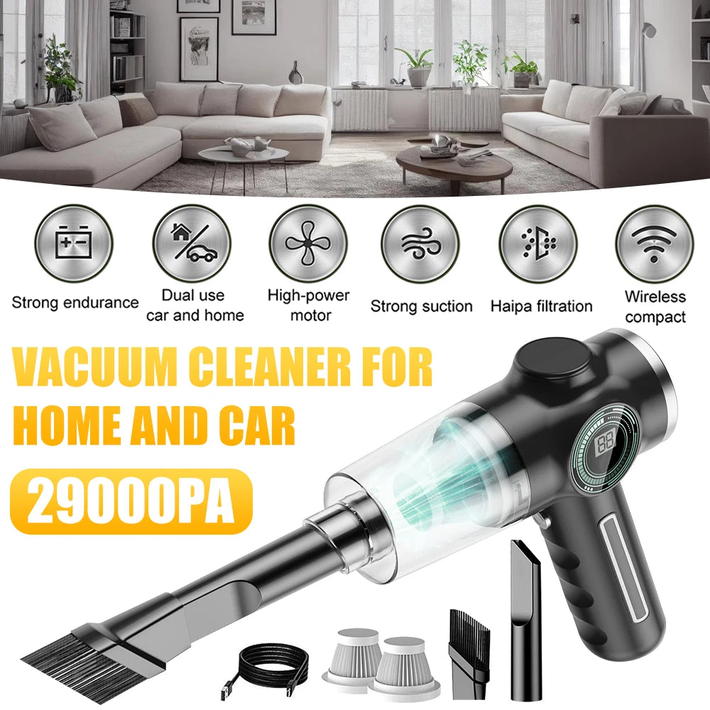 29000Pa Ultra-High Suction Mini Vacuum | 120W Wireless Handheld with Smart LCD Display