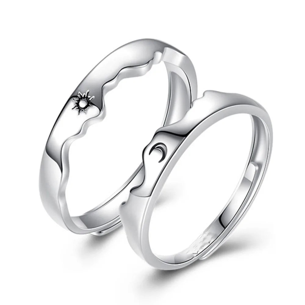 2Pcs 925 Sterling Silver Couples Ring Sets Light Polishing Simple Ring for Woman Man Classic Wedding Fine Jewelry Circle