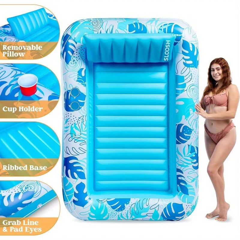 JOYFY 4-in-1 Suntan Tub Raft Floatie - 70" Inflatable Pool Float Lounger