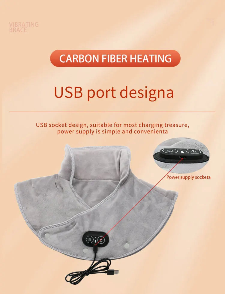 Electric Heating Pad Neck Shoulder Wrap Vibration Massager Thermal Brace Shawl