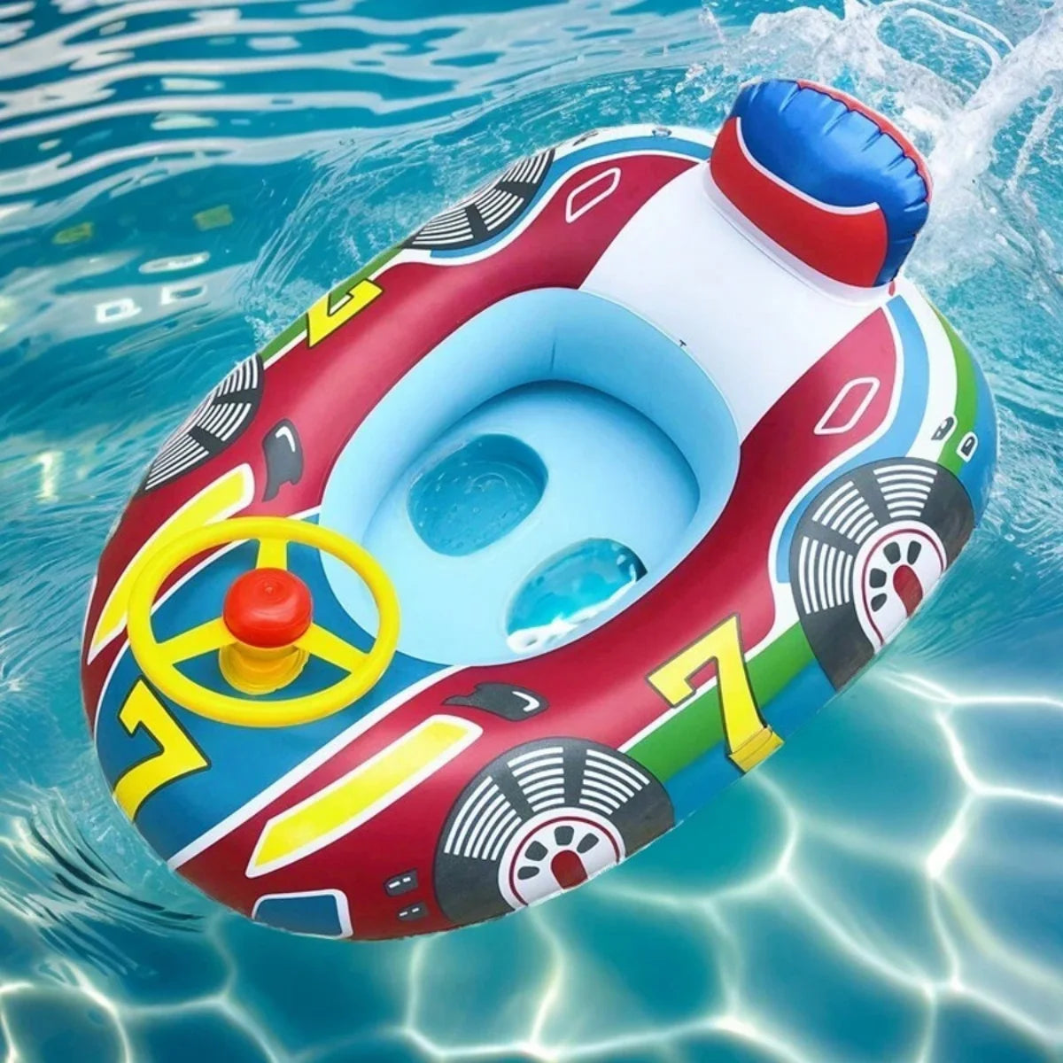 Car Inflatable Baby Pool Float Ring | Toddler Swim Tube Boat with Handles