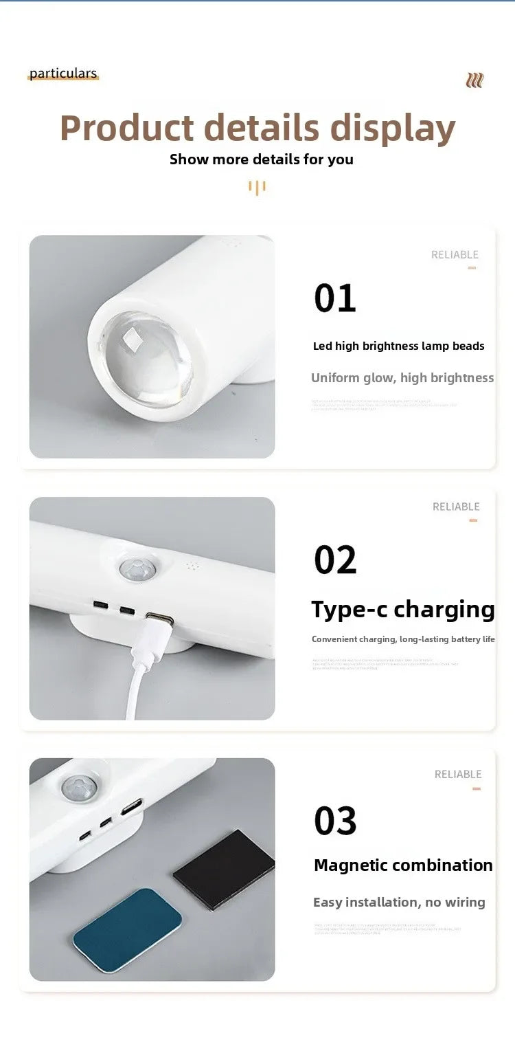 Smart RGB Motion Sensor Wall Light – Rechargeable Magnetic Night Lamp
