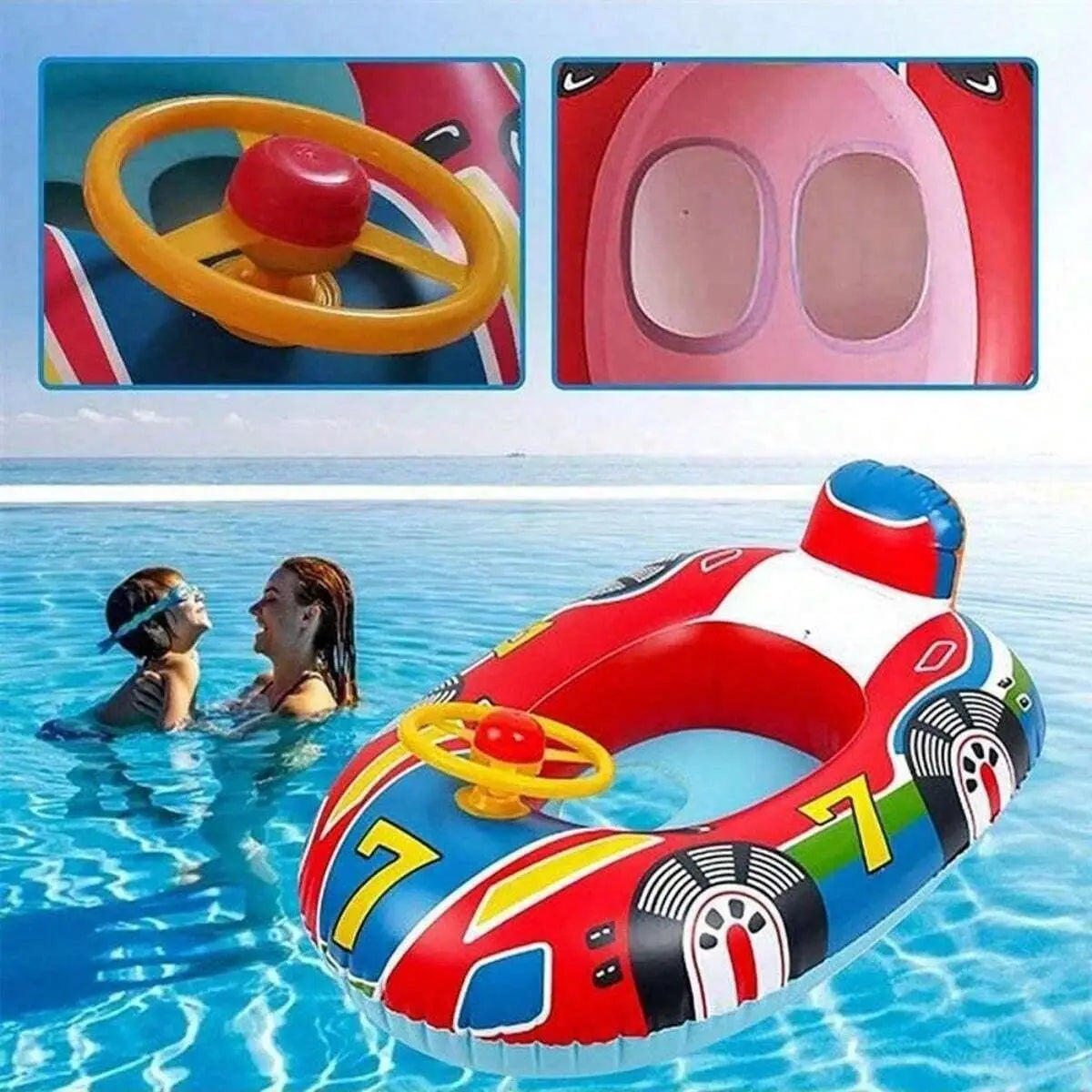 Car Inflatable Baby Pool Float Ring | Toddler Swim Tube Boat with Handles