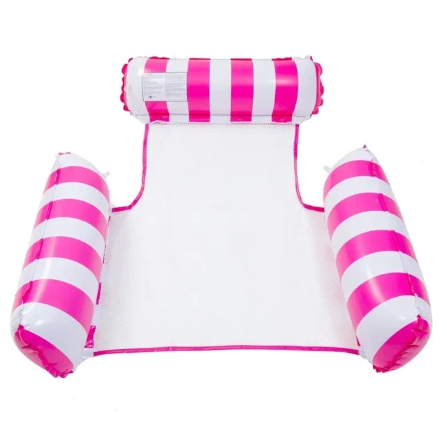 Inflatable Stripe Pool Hammock Lounge Chair | Floating Water Mattress