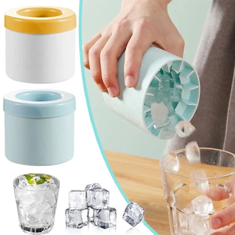 Silicone Round Ice Cube Mold Bucket Refrigerator Freeze Storage Maker Cups