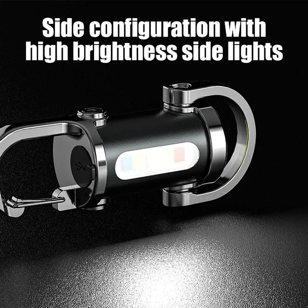 Rechargeable COB LED Keychain Flashlight – Multifunctional Portable Pocket Torch for Camping & Hiking
