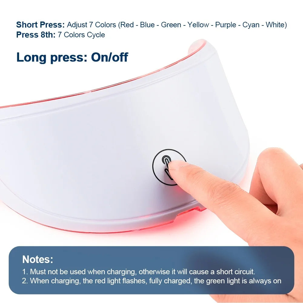 Wireless 7 Colors LED Face and Neck Mask Photon Light Therapy Machine for Skin Rejuvenation
