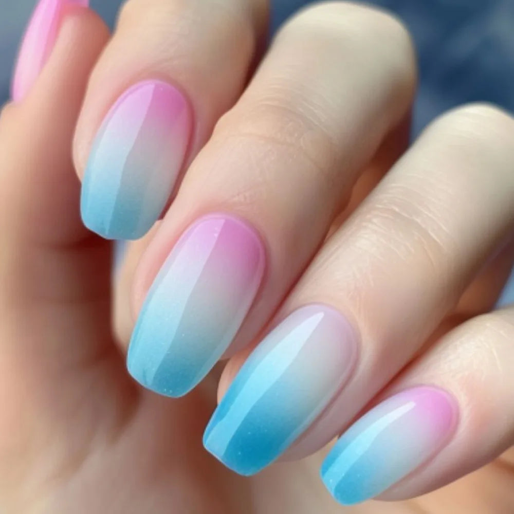 24pcs Simple French Press on Nails Tips Love Stripe Design Short Square False Nails Woman Acrylic Full Cover Nail Art Fake Nail