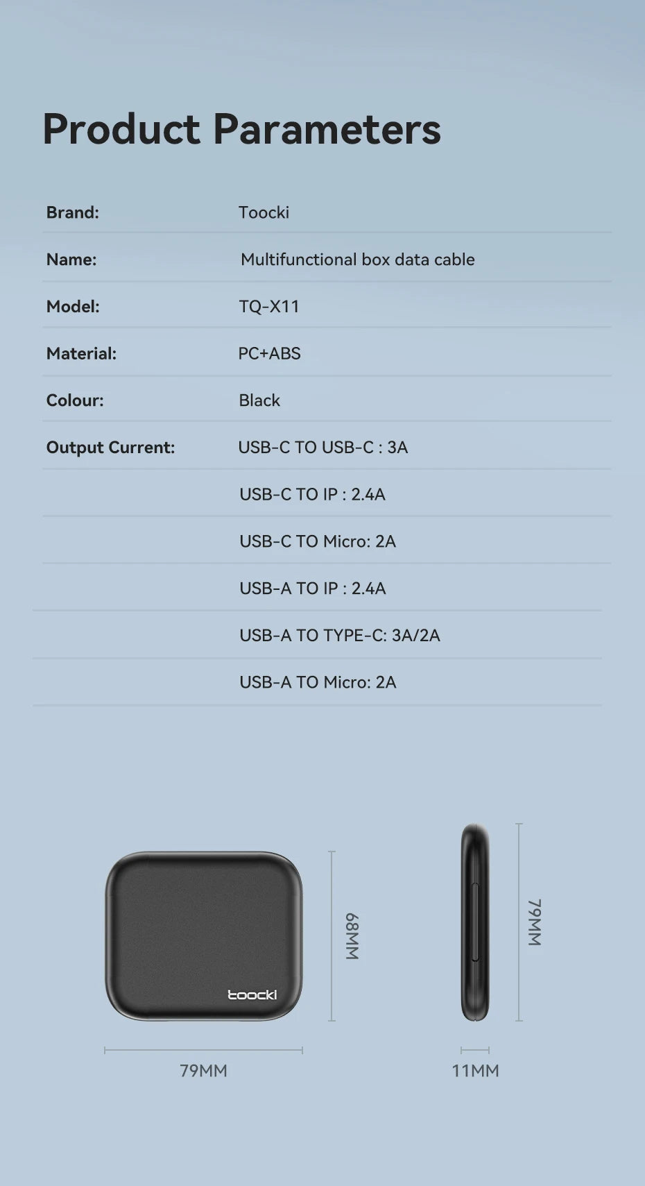 Toocki USB Type C To USB C Cable 60W 4 In 1 Mini Data Cable Set Storage Box Fast Charging Charger Mobile Phone Holder For Xiaomi