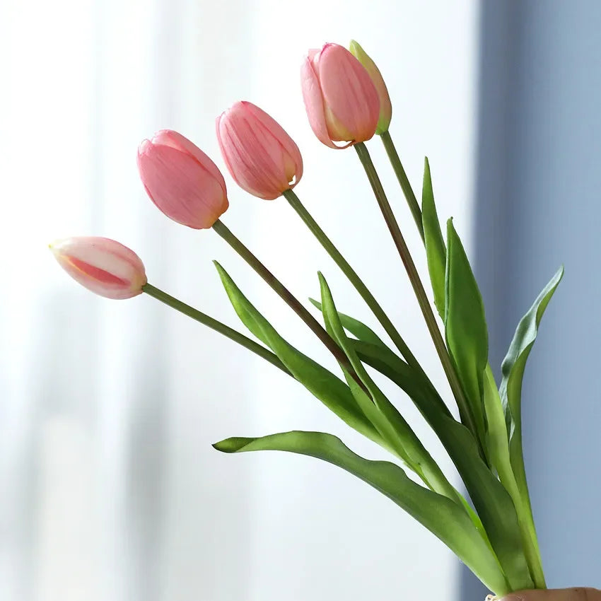 Real Touch Artificial Tulips Fake Flower Bouquet Home Wedding Table Decoration