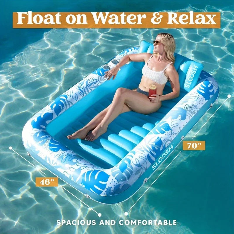 JOYFY 4-in-1 Suntan Tub Raft Floatie - 70" Inflatable Pool Float Lounger