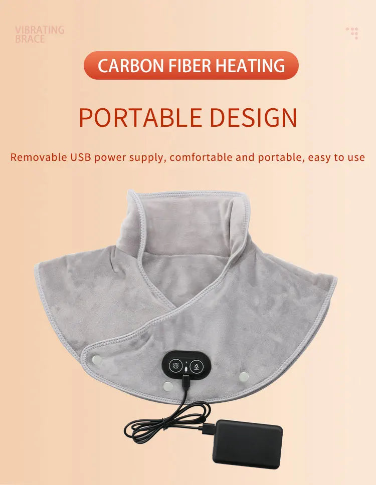 Electric Heating Pad Neck Shoulder Wrap Vibration Massager Thermal Brace Shawl