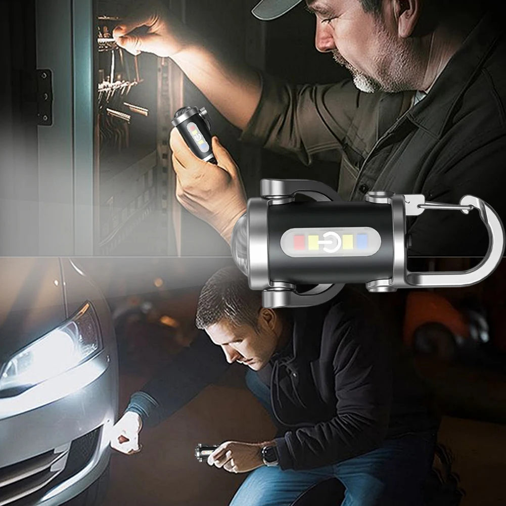 Rechargeable COB LED Keychain Flashlight – Multifunctional Portable Pocket Torch for Camping & Hiking