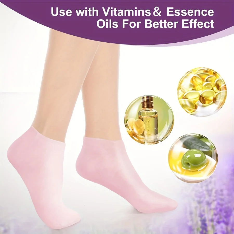 1 Pair Silicone Gel Moisturizing Socks Dry Cracked Feet Repair Heel Care Tool