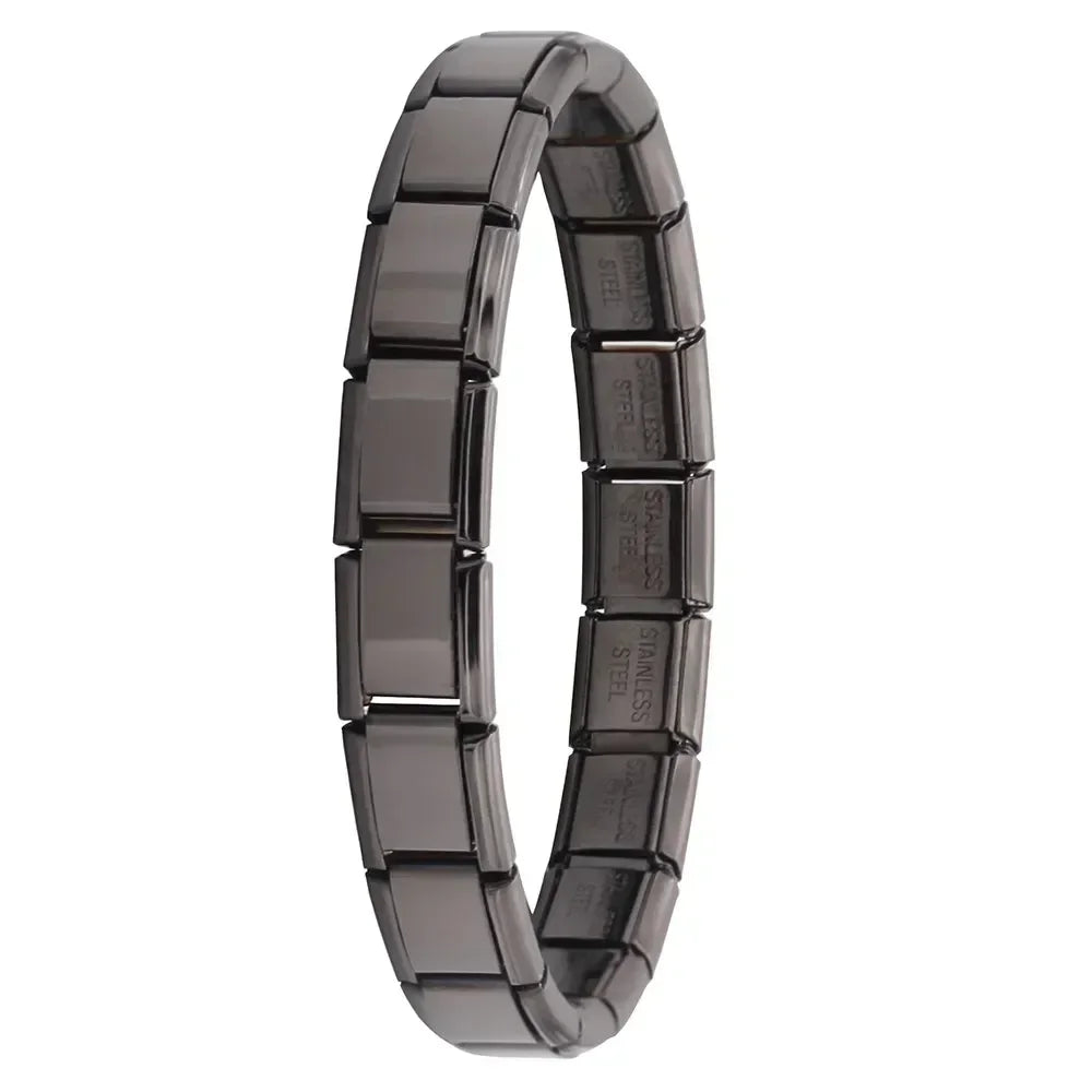 Italian Elastic Stainless Steel Charm Bracelet 9mm