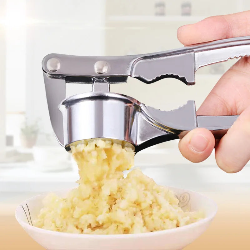 Professional Stainless Steel Garlic Press Mincer - Manual Grinding Squeezer