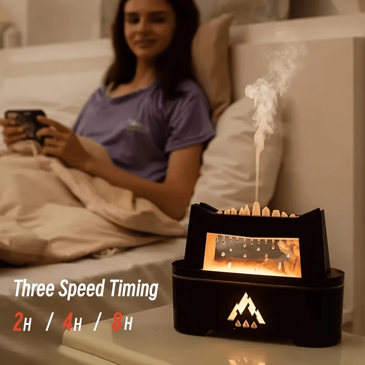 10.14oz Rain Cloud Flame Aroma Diffuser | Water Drop Sound & Essential Oil Humidifier