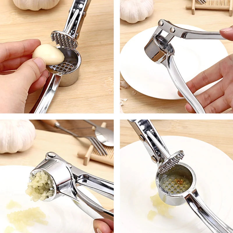 Professional Stainless Steel Garlic Press Mincer - Manual Grinding Squeezer